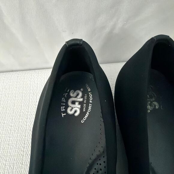 SAS Shoes Womens 10 M Bliss Black Stretch Fabric Upper Wedge Slip On Career - Picture 4 of 11